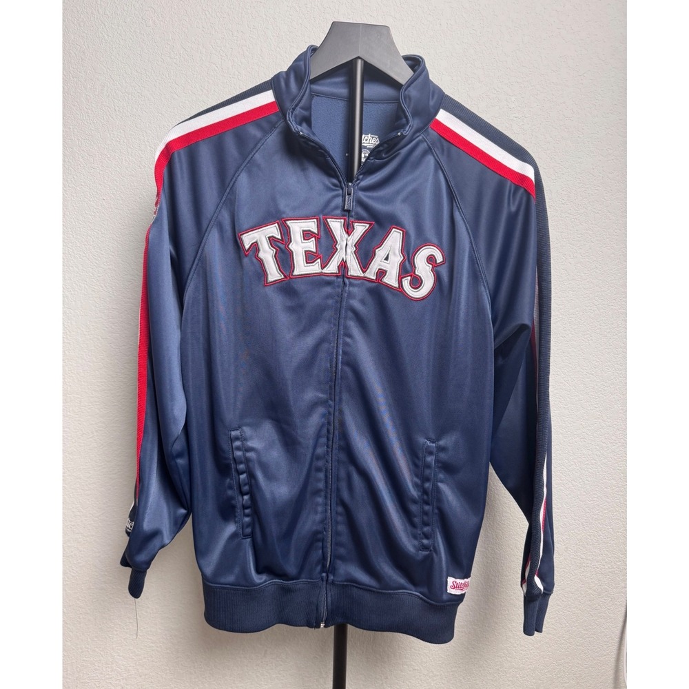 Stitches Texas Rangers MLB Track Jacket Navy Blue Full Zip Womens Medium